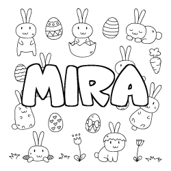 Coloring page first name MIRA - Easter background