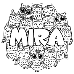 Coloring page first name MIRA - Owls background
