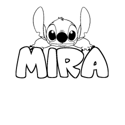 Coloring page first name MIRA - Stitch background