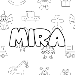 Coloring page first name MIRA - Toys background