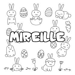 Coloring page first name MIREILLE - Easter background