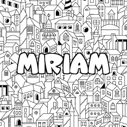 Coloring page first name MIRIAM - City background