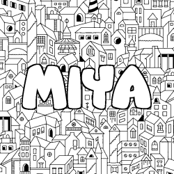 Coloring page first name MIYA - City background