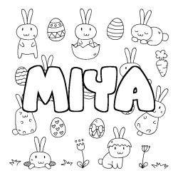 Coloring page first name MIYA - Easter background