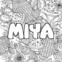 Coloring page first name MIYA - Fruits mandala background