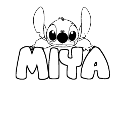 Coloring page first name MIYA - Stitch background