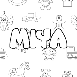 Coloring page first name MIYA - Toys background