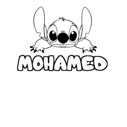 Coloring page first name MOHAMED - Stitch background