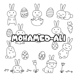 Coloring page first name MOHAMED-ALI - Easter background