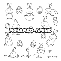 Coloring page first name MOHAMED-AMINE - Easter background