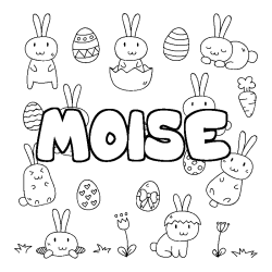 Coloring page first name MOISE - Easter background
