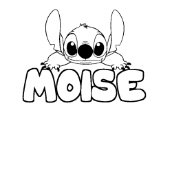 Coloring page first name MOISE - Stitch background