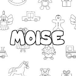Coloring page first name MOISE - Toys background