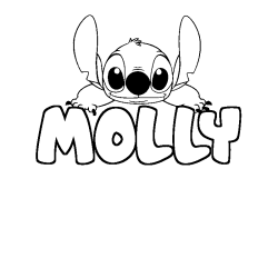 Coloring page first name MOLLY - Stitch background