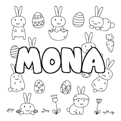 Coloring page first name MONA - Easter background