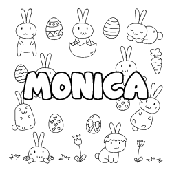 Coloring page first name MONICA - Easter background