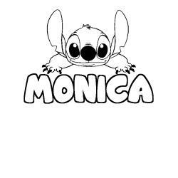 Coloring page first name MONICA - Stitch background