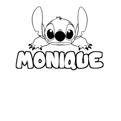 Coloring page first name MONIQUE - Stitch background