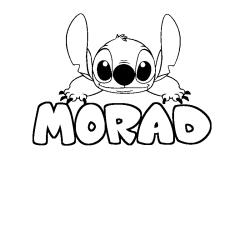 Coloring page first name MORAD - Stitch background