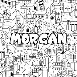 Coloring page first name MORGAN - City background