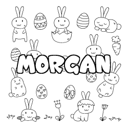 Coloring page first name MORGAN - Easter background
