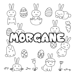 Coloring page first name MORGANE - Easter background