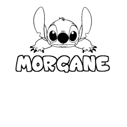 Coloring page first name MORGANE - Stitch background
