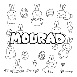 Coloring page first name MOURAD - Easter background