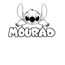 Coloring page first name MOURAD - Stitch background