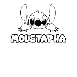 Coloring page first name MOUSTAPHA - Stitch background