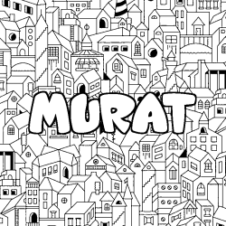 Coloring page first name MURAT - City background