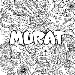 Coloring page first name MURAT - Fruits mandala background