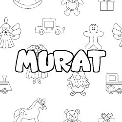 Coloring page first name MURAT - Toys background