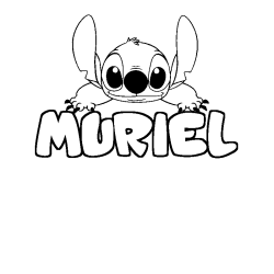 Coloring page first name MURIEL - Stitch background