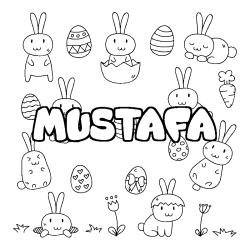 Coloring page first name MUSTAFA - Easter background