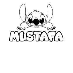Coloring page first name MUSTAFA - Stitch background
