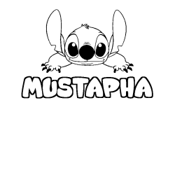 Coloring page first name MUSTAPHA - Stitch background