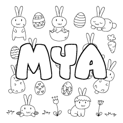 Coloring page first name MYA - Easter background