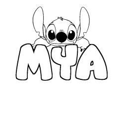 Coloring page first name MYA - Stitch background
