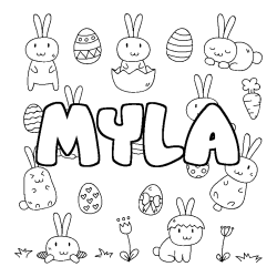 Coloring page first name MYLA - Easter background