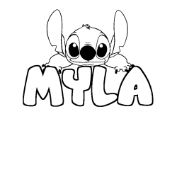 Coloring page first name MYLA - Stitch background