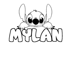 Coloring page first name MYLAN - Stitch background