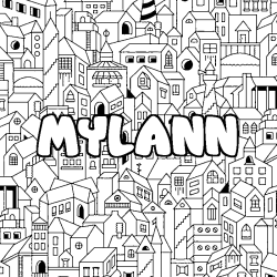 Coloring page first name MYLANN - City background