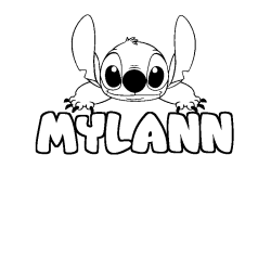 Coloring page first name MYLANN - Stitch background