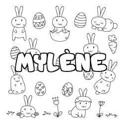 Coloring page first name MYLÈNE - Easter background