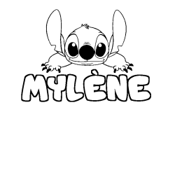 Coloring page first name MYLÈNE - Stitch background