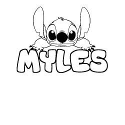 Coloring page first name MYLES - Stitch background
