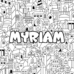 Coloring page first name MYRIAM - City background