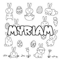 Coloring page first name MYRIAM - Easter background