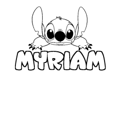 Coloring page first name MYRIAM - Stitch background